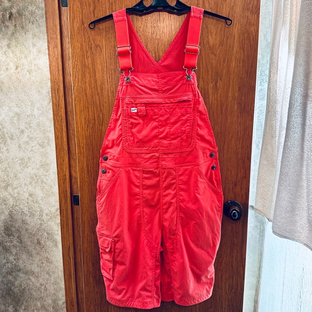 Duluth Trading Heirloom Garden Bib Short Overall Shortall Coral M Medium